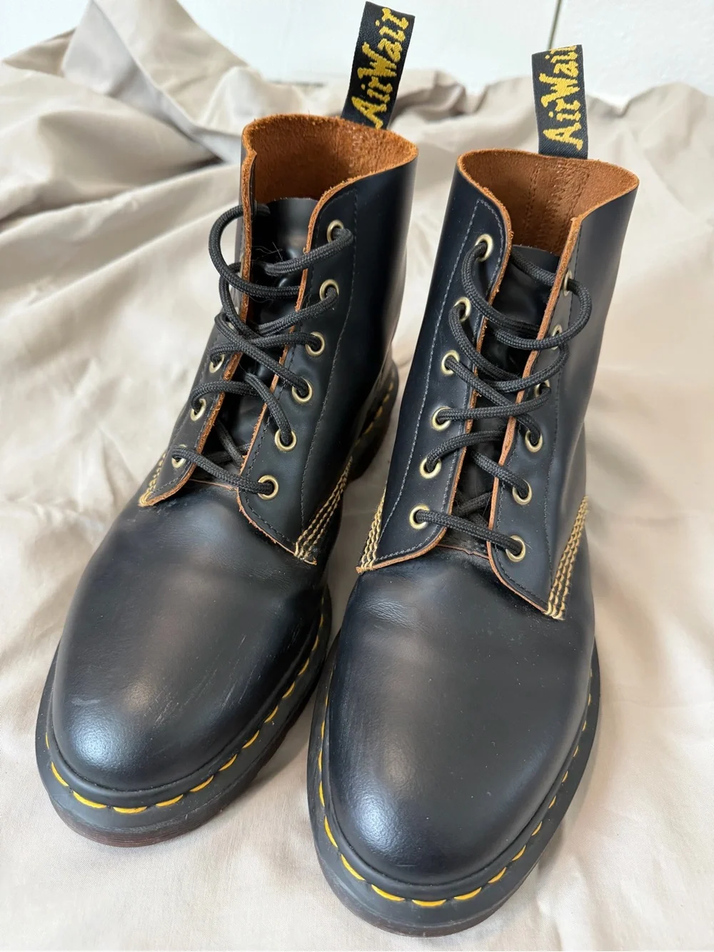 Dr. Martens 101 Vintage Style Black Leather 6-Eye Lace-Up Ankle Boots